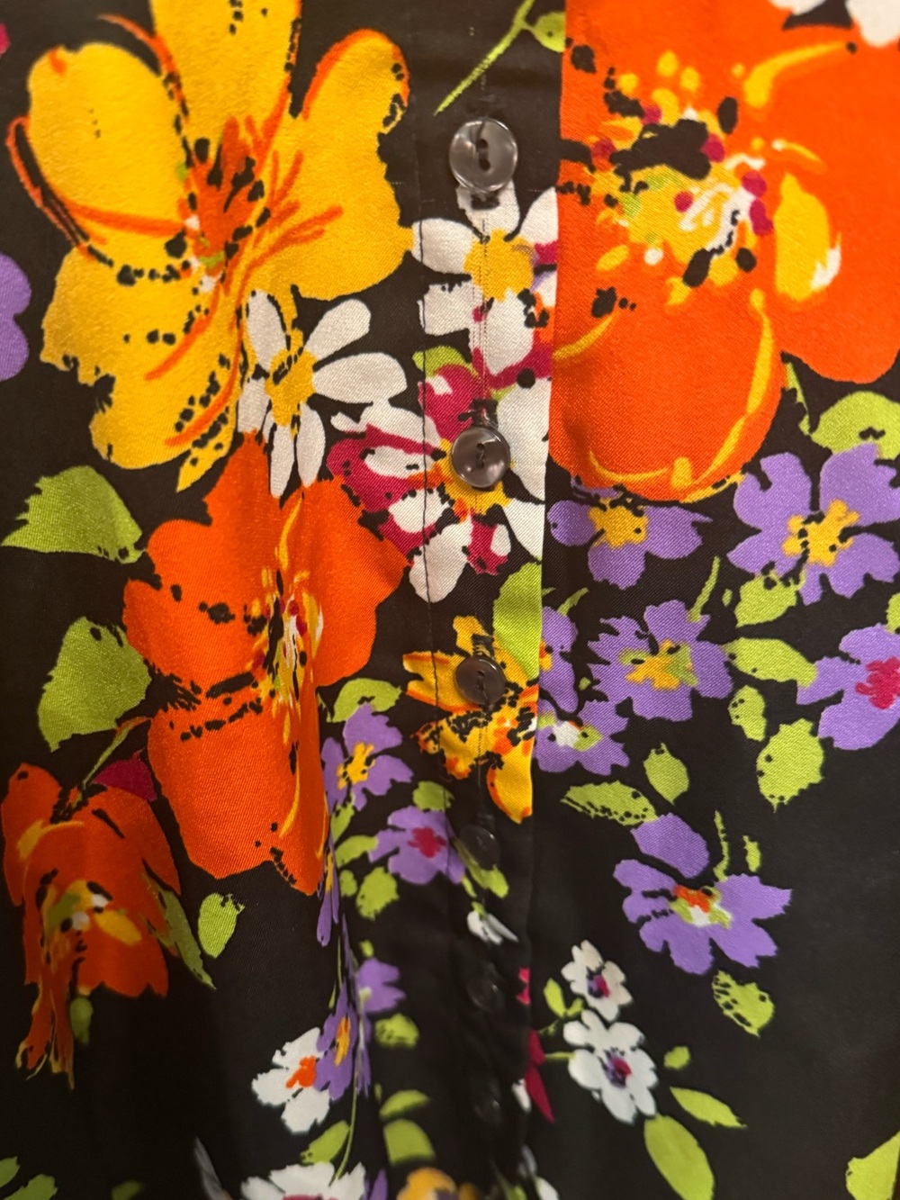 Retro Vintage Floral Button-Front Fit & Mini Flare Dress Bold 70’s Style 🌺 - Picture 4 of 14
